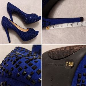 Gianni Bini Black Studded Blue Heels
